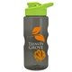 a smoke bottle & lime green lid & orange mixing ball mini mountain 22 oz tritan(tm) shaker bottle with drink thru lid