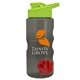 a smoke bottle & lime green lid & red mixing ball mini mountain 22 oz tritan(tm) shaker bottle with drink thru lid