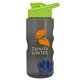 a smoke bottle & lime green lid & blue mixing ball mini mountain 22 oz tritan(tm) shaker bottle with drink thru lid