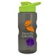a smoke bottle & lime green lid & violet mixing ball mini mountain 22 oz tritan(tm) shaker bottle with drink thru lid