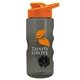 aerial view a smoke bottle & orange lid & black mixing ball mini mountain 22 oz tritan(tm) shaker bottle with drink thru lid, image 1 of 2