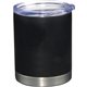 aerial view a black pro 12 oz double wall stainless steel travel cup, image 1 of 2