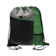 a dark green w/grey polyester drawstring sportspack bag - 14 x 17.5