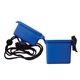 aerial view a royal blue ez carry ultra thin hard plastic hinged top waterproof container with breakaway and adjustable neck lanyard, image 1 of 3