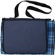 aerial view a blue extra large plaid picnic blanket, image 1 of 4