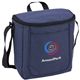 aerial view a navy blue metropolitan 12 can cooler bag, image 1 of 4