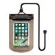 a translucent black waterproof smartphone dry bag pouch