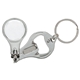 a white/silver round nail clipper w / bottle opener keyring