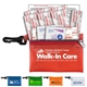 a group of 13 piece healthy living pack components inserted into translucent zipper kit with plastic carabiner attachment
