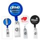 a group of worthington vl 30 cord round jumbo imprint retractable badge reel and badge holder with metal slip clip attachment