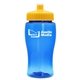 a transparent blue bottle & yellow lid poly - pure jr. - 18 oz transparent bottle with push pull lid