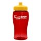 a transparent red bottle & yellow lid poly - pure jr. - 18 oz transparent bottle with push pull lid