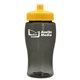 a transparent smoke bottle & yellow lid poly - pure jr. - 18 oz transparent bottle with push pull lid