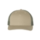 aerial view a pale khaki/ loden green richardson - five - panel trucker cap - colors, image 1 of 3