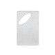 a silver oval credit card brushed finish bottle opener
