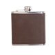 a brown leatherette wrapped 6 oz stainless steel hip flask
