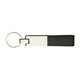 a black leather silver keyring