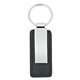 aerial view a black with silver leatherette key tag, image 1 of 2