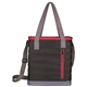 aerial view a black/red koozie(r) quilted cooler tote, image 1 of 8