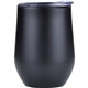 aerial view a black 12 oz stainless wine tumbler w / plastic liner, image 1 of 2