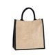 aerial view a black natural jute shopper with gusset, image 1 of 3