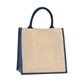 aerial view a navy natural jute shopper with gusset, image 1 of 2