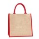 aerial view a red natural jute shopper with gusset, image 1 of 2