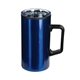 aerial view a blue 20 oz stainless steel coffee mug, image 1 of 2