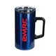 aerial view a blue 20 oz stainless steel coffee mug, image 1 of 2