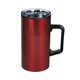 aerial view a red 20 oz stainless steel coffee mug, image 1 of 2