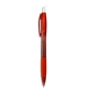 aerial view a translucent red w/red grip suavita retractable pen, image 1 of 3