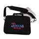 a black embroidered padded messenger bag