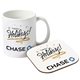 a white mug neoprene coaster gift set