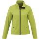 aerial view a dark citron green (660) womens karmine water repellent lightweight softshell jacket, image 1 of 2
