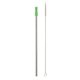 aerial view a silver with lime green tip stainless steel straw with cleaning brush, image 1 of 2