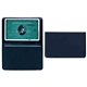 aerial view a navy blue card case with 1 clear pocket, image 1 of 2