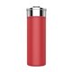 aerial view a red esen 18 oz double wall stainless steel vacuum tumbler with copper lining, image 1 of 3