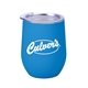 a teal 12 oz rubberized finish stainless steel stemless wine glass