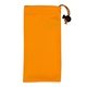 aerial view a orange spot color microfiber drawstring pouch for cell phones, eyeglasses and other accessories, image 1 of 2