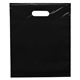aerial view a black lo - density die cut bag with bottom gusset, image 1 of 2