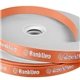 aerial view a orange 100 yard roll - satin badge ribbon w / foil print, image 1 of 2