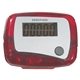 aerial view a translucent red single function clip pedometer, image 1 of 3
