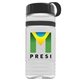 a clear bottle & black lid & black band groove stripe 20 oz tritan(tm) sports bottle with tethered lid and digital imprint