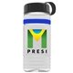 a clear bottle & black lid & blue band groove stripe 20 oz tritan(tm) sports bottle with tethered lid and digital imprint