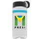 a clear bottle & black lid & cyan band groove stripe 20 oz tritan(tm) sports bottle with tethered lid and digital imprint