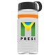 a clear bottle & black lid & orange band groove stripe 20 oz tritan(tm) sports bottle with tethered lid and digital imprint