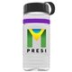 a clear bottle & black lid & violet band groove stripe 20 oz tritan(tm) sports bottle with tethered lid and digital imprint