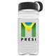 a clear bottle & black lid & white band groove stripe 20 oz tritan(tm) sports bottle with tethered lid and digital imprint