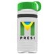 a clear bottle & green lid & black band groove stripe 20 oz tritan(tm) sports bottle with tethered lid and digital imprint