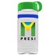 a clear bottle & green lid & blue band groove stripe 20 oz tritan(tm) sports bottle with tethered lid and digital imprint